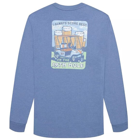 Men's IZOD Saltwater Long Sleeve Graphic T-Shirt 19th Hole Golf Beer Size M  NWT - Picture 1 of 2